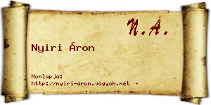 Nyiri Áron névjegykártya